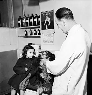 00008 Prints: Helen with her pal Laddie'at the vets today. January 1953 D441