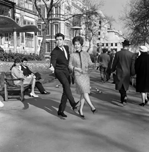 Helen Shapiro and Cliff Richard in the Embankment Gardens before going to the Variety
