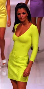 Bright Prints: Helena Christensen Models designs by the designer Genny October 1995