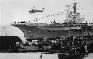 Carrier Prints: A helicopter taking off from the aircraft carrier HMS Centaur