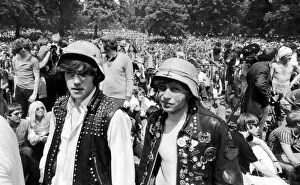 Badges Collection: Hells Angels along with thousands of music fans gathered in Hyde Park during the the pop