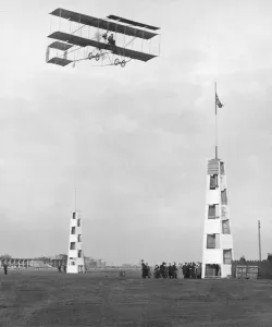 Pioneer Prints: Henri Farman seen here giving a demonstration of flying during Blackpool Aviation Week