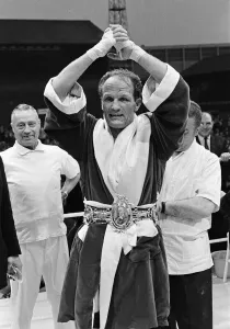 00959 Prints: Henry Cooper receiving the Lonsdale belt after his win in the fight against Jack Bodell