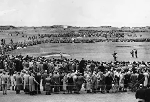 Henry Cotton in the bunker during the Open at Muirfield Golf Course 18th hole