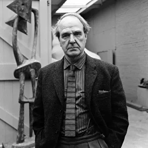 Sculptor Prints: Henry Moore Artist and Sculpture - May 1963 outside his studio with his work