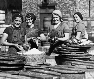 Fisherman Prints: Herring Harvest Continues - Scottish Fishergirls packing herrings for export