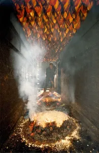 Herrings in a Craster smoke house being made into the famous Craster kippers in 1991