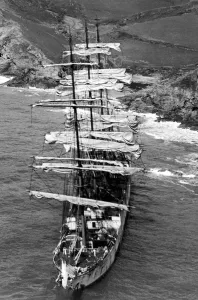 Marine Prints: The Herzogin Cecilie on the rocks at Bolt Head, Salcombe, Devon. 27th April 1936