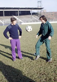 Skill Prints: Hibernian footballer George Best practices his ball control watched by coach John Lambie