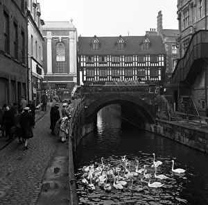 Winter Prints: The High Bridge in Lincoln, England, the oldest bridge in the United Kingdom which still