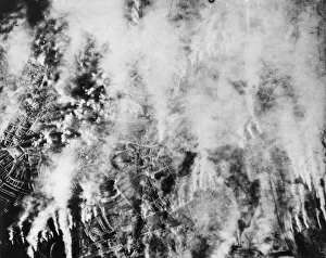 Usaaf Prints: High explosives bursting on and around Kiel Germania Werft U-boat construction yards