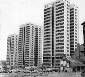 Depressing Prints: The high rise flats under construction on Westgate Road in Newcastle 24 August 1965