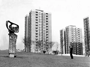 Sculpture Prints: The high rise flats at Cruddas Park Housing Estate in Newcastle 12 March 1965 - the ultra
