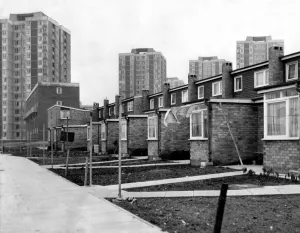Depressing Prints: The high rise flats at Scotswood, tower over the houses in Essex Close in Newcastle 20