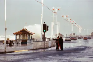 Wind Prints: High tides batter the sea front at Redcar where police closed a stretch of the Esplanade