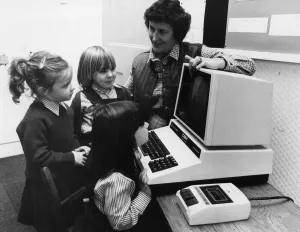 Computers Prints: hildren using computers. These little scholars from Westfield School, Gosforth
