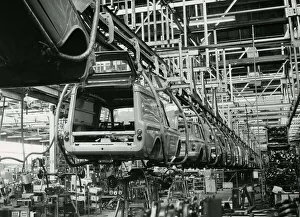 Motors Prints: Hillman Imp cars and vans on production line hanging from cradles at Rootes car factory