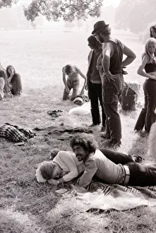 Hippy Festival Windsor Great Park August 1972 Groups of hippies from all