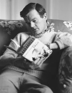 Historian Prints: Historian Allan Clark 37 seen here at home reading his latest work Barbarossa the Nazi