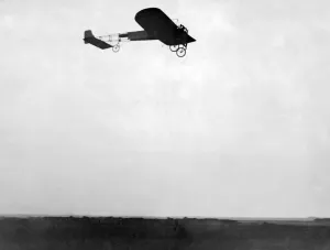 The historic crossing of the English Channel by French aviator Louis Bleriot in his