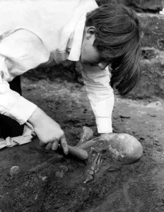 Two history students unearthed the skeleton of a 14th Centrury man at the ruins of