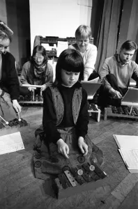 Hitting the right note... seven year old Polly Scott and her percussion group starred