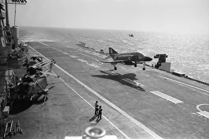 Flying Prints: HMS Ark Royal steaming in the English Channel - Phantom aircraft landing on deck with