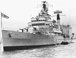 00133 Prints: HMS Blake Helicopter Cruiser May 1969 at anchor off Spithead before the Royal