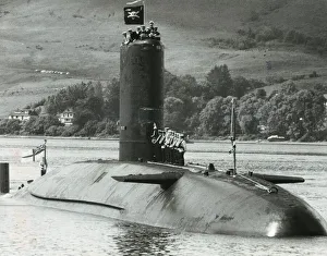 Team Prints: HMS Conqueror submarine returns to Faslane Holy Loch after sinking Argentine battleship