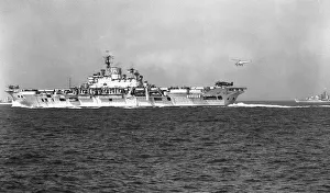 00386 Prints: HMS Eagle seen here on exercise in the Mediterranean launching her Skyraider AEW 1