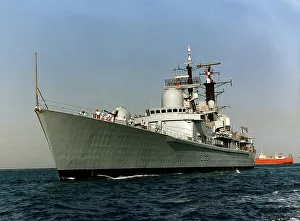 Gulf War Prints: HMS Gloucester a type 42 destroyer prepares for Gulf during crisis with Iraq