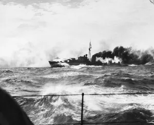 01447 Prints: HMS Kipling with her guns manned and ready for action whilst on patrol in the Western
