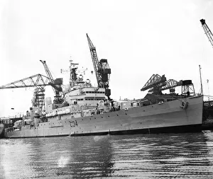 Dockyard Prints: HMS Lion during its Commissioning Ceremony at Wallsend Shipyard 1960