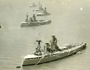 HMS Nelson foreground seen here with HMS Rodney, Ramillies, Revenge