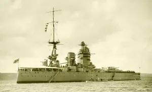 Battleship Prints: HMS Rodney ships seen here moored in the Solent Warship June 1931