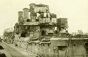 Battleship Prints: HMS Vindictive seen here moored at the North Mole in Dover prior to the attack to