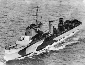Escort Prints: HMS Wallace a Shakespeare Class Flotilla Leader escort seen here in 1942 shortly after