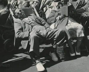 Holiday in Blackpool August 1953 A sleep and a read in the deck chairs