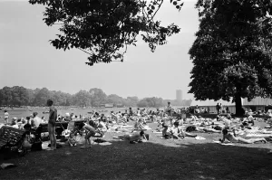 Crowded Prints: Holiday scenes in Brighton, East Sussex on the Whitsun bank holiday. 15th May 1964