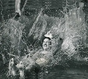 Waves Prints: Holidaymaker enjoys splashing in sea and making waves August 1948
