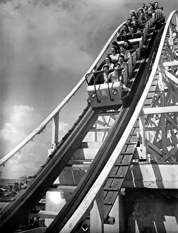Holiidays Prints: Holidaymakers on the Big-Dippa at Blackpool. 5th August 1958