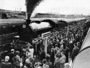 Core36 Prints: Holidaymakers gather to launch Filey holiday camp 1947 train service