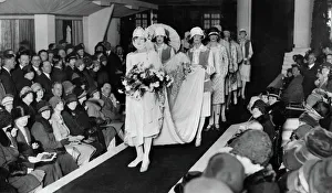 Fashion Shows Prints: Holland Park Hall. Spectators watching the parade of dresses made of British artificial