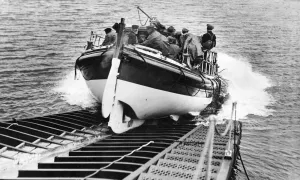 Rescue Prints: The Holly Island lifeboat Milburn being launched from Holy Island