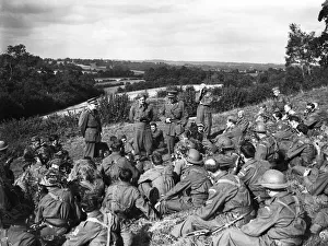 Home Guard briefing whilst on training manoeuvres during Second World War