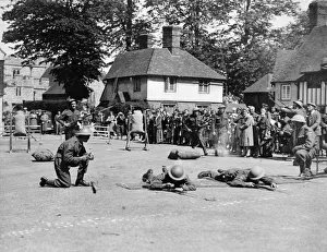 Kent Prints: The home guard, display and training. Picture possibly taken in Chatham, Kent