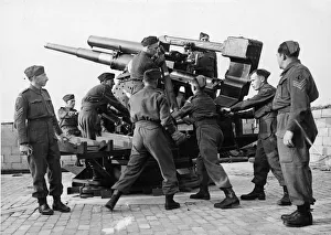 Home Guard manning an anti aircraft gun at a Wallasey Ant-Aircraft battery site