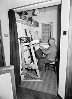 Textile Prints: Home Loom: Weavers operating a home loom. 1954 A29-002