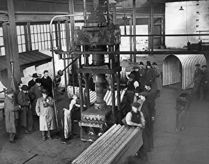 Press Prints: Home Office steel A. R. P. Shelters tested at Shotton. Scenes in the works of Messrs. J