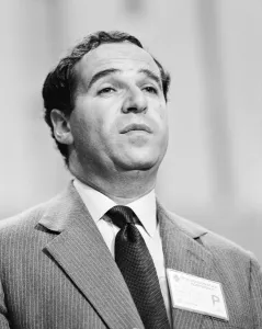 Minister Prints: Home Secretary Leon Brittan pictured at the Conservative Party Conference in Brighton